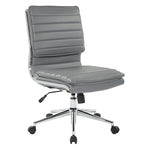Armless Mid Bk Mgrs Faux Lthr Chair