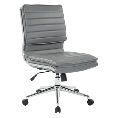 Armless Mid Bk Mgrs Faux Lthr Chair