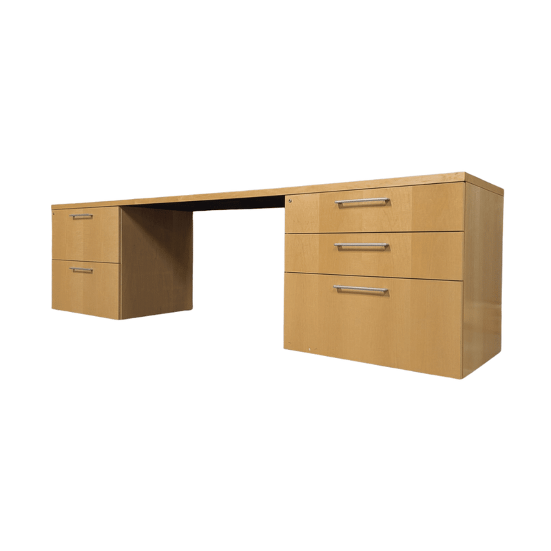 Herman Miller Knee Space Credenza with FF and BBF Peds, Maple Finish.