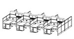 6' x 7' Sixty-Five System 8-Pack with Sit-Stand Desks | Premium Cubicle with LED Lighting
