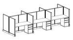 OPS2 Panel System Compact Linear Workstations - 30x60 Mid-Height | 6 Pack Professional Layout