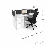 SUNLINE Signature 5×2 Cubicle – 41" High | Compact Collaborative Workstation
