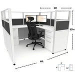 SUNLINE Signature 6×6 Cubicle – 53" High | Premium Square Workstation