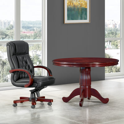 Office Star Townsend Round Table with Queen Anne Base 48"Dia. X 30"H - Round Office Table