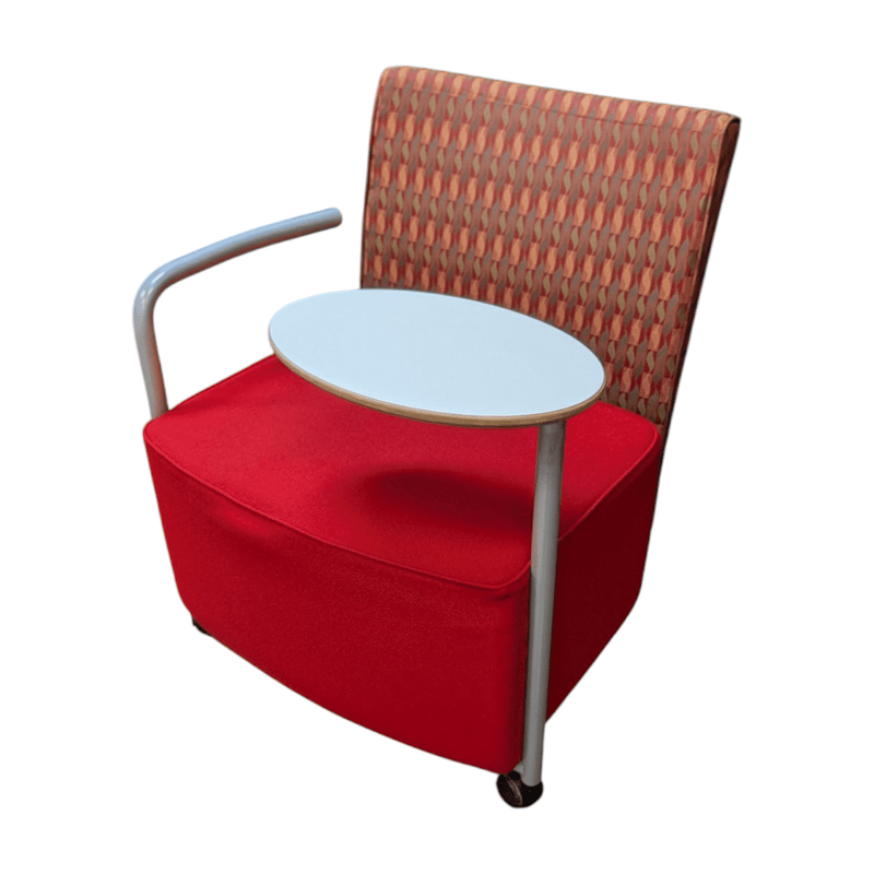Red Pattern tablet arm lounge chair