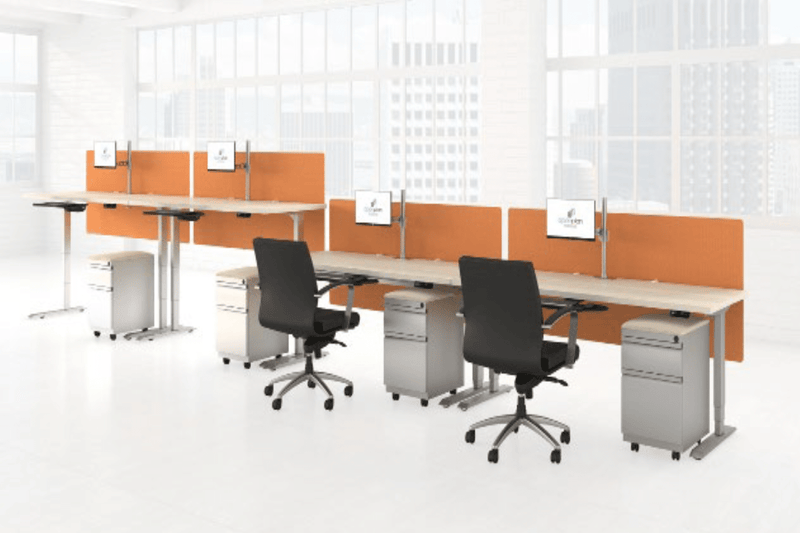 Straight Base Sit-Stand Desk System - 4 Pack | Office Workstation with Storage