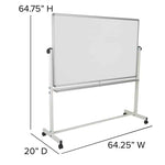 HERCULES Series 64.25"W x 64.75"H Double-Sided Mobile White Board with Pen Tray