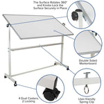 HERCULES Series 64.25"W x 64.75"H Double-Sided Mobile White Board with Pen Tray