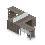 Z Shape 2-Person Office Set Artisan Grey Laminate | Complete Dual Workstation System
