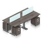 48" x 24" Rectangular Height Adjustable Desk with Acrylic Panel & Mobile Pedestal | Ergonomic Sit-Stand Workstation
