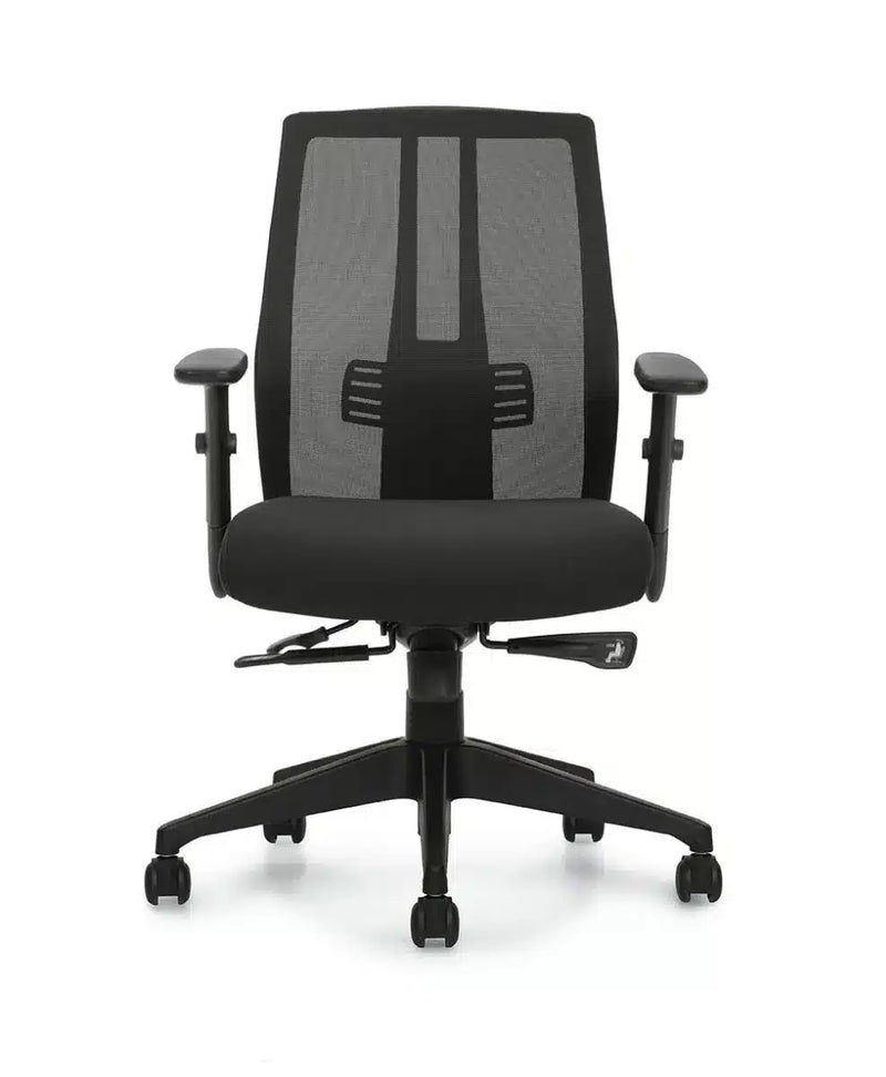 Ergonomic Task Chair with Synchro-Tilt and Adjustable Features | Black Mesh Back