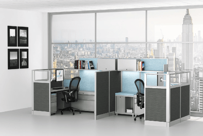 6' x 8'6" Razor System 2-Pack with 53"H & 67"H Panels | Adjustable Height Cubicle Workstation