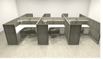 OPS2 Panel System Office Cubicles - 6x6 Complete Workstation | 6 Pack with Dual Monitors