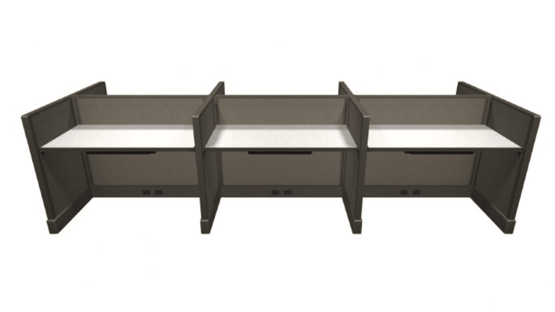 2' x 4' Six-Pack Workstation with 39" Low-Height Panels and Pencil Drawers | OPS2 Panel System