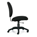 Armless Task Chair with Patterned Black Fabric | Pneumatic Height Adjustment