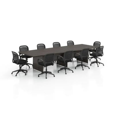 Conference Table 12 Foot Rectangular with 12 Mesh Chairs | Complete Boardroom Package Artisan Grey