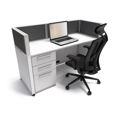 Sunline signature 5x2 cubicle - 41in high, grey base and charcoal accent.