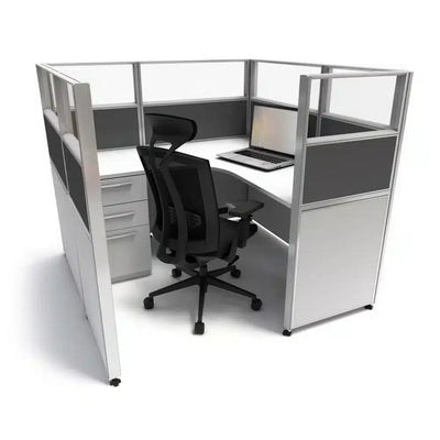 Sunline Signature 5x5 cubicle - 53in high, grey base and charcoal accent
