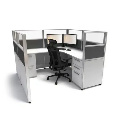Sunline signature 6x6 - 53in high cubicle, light grey with charcoal accent