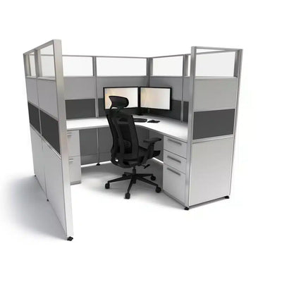 Sunline Signature 6x6 Cubicle - 65in High, Grey Base and Charcoal accent