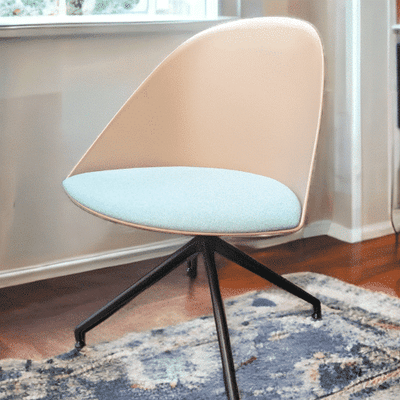 used Arper Cila Side Chair Pink Shell Aqua Cushion Black Frame