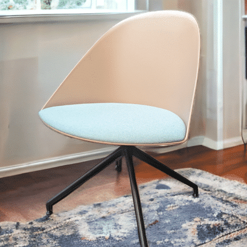 used Arper Cila Side Chair Pink Shell Aqua Cushion Black Frame