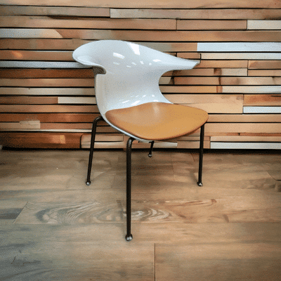 Used JSI Wink Stack Chair W Arms Gloss White and Briza Aztec