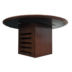 Pre-Owned Nucraft 60 inch Round Table With Square Base and Power - Premium Conference Solution