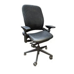 Steelcase Leap V2 - Black Leather Seat W/ Black Mesh Back