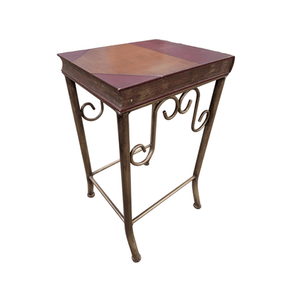 used Wood end table with book top