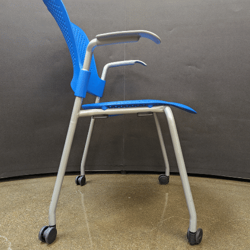 used Herman Miller Blue Caper Stack Chair with casters