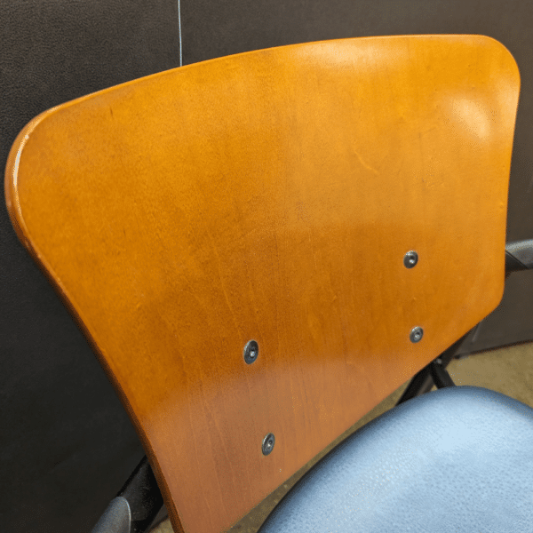 used Haworth Improv Seating – Blue Circlseat Wood Back W/ Arm & Casters