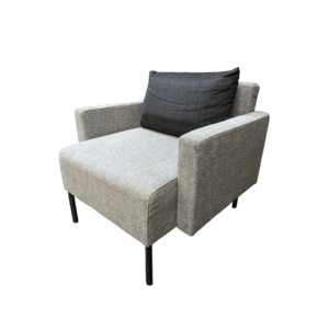 Used Bernhardt Grey Lounge Chair w/ black cushion & black metal legs