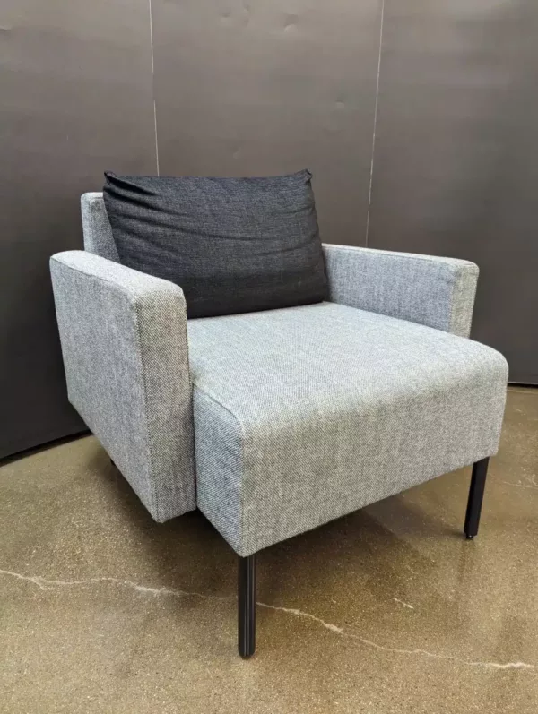 Used Bernhardt Grey Lounge Chair w/ black cushion & black metal legs