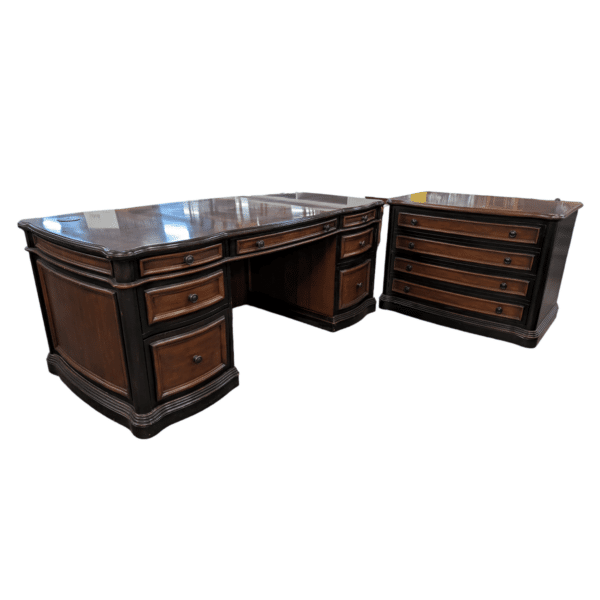 Used 72×34 db ped desk w/ 2 dr lat filedk/lt wood