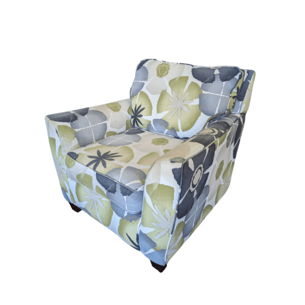 used Tan/navy floral chair w/ ottoman