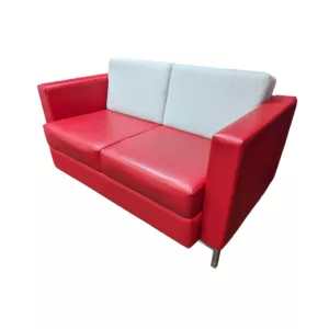 Global Red 2 seat sofa w/ White Back
