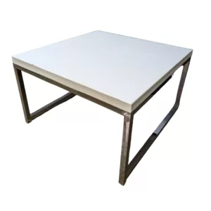 Office Star White Square End Table W/ Chrome Frame