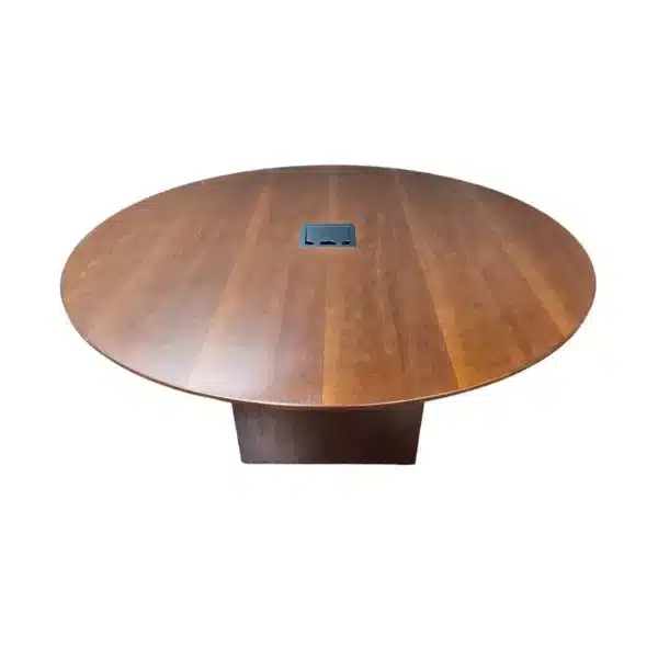Used Nucraft 60 inch Round Table With Square Base and Power