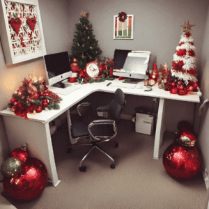 Christmas decor office cubicle