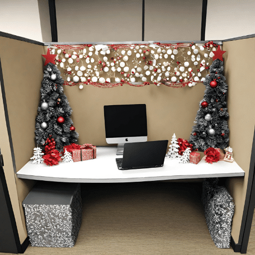 Christmas decor office cubicle