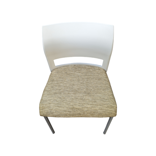 Used steelcase 490410 move cafe chair with earthtone fabric with white back