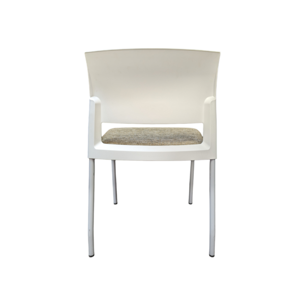 Used steelcase 490410 move cafe chair with earthtone fabric with white back