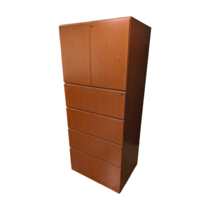 Used knoll 2 door 4 drawer storage cabinet in cherry - 30x24x72