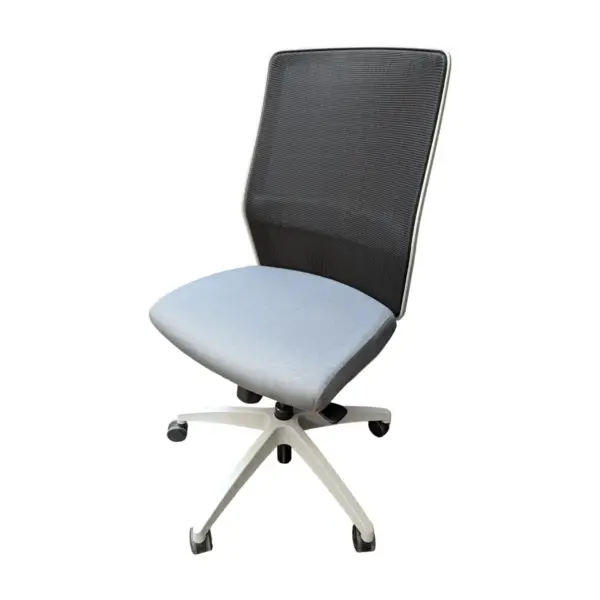 Used allsteel armless lyric task chair with dark grey cloth seat black mesh back