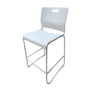 9 to 5 bar height stack chair white chrome