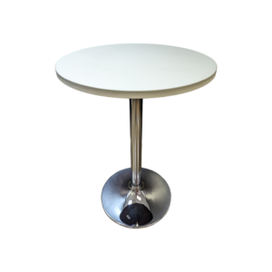 Bar Height White Table w/ Chrome Base, 30inW/42inT